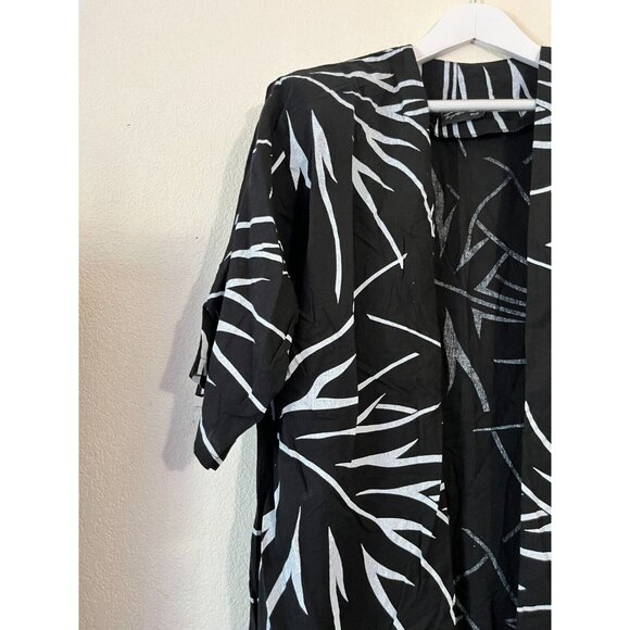 Tanya Whiteside Women's Black & White Abstract Open Front Kimono Jacket Cardigan - Picture 3 of 9